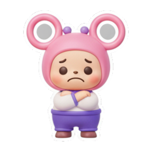 难过抱臂生气. Cute Pink Mouse Daily sticker for expressive chats and social replies.