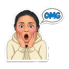 惊讶表情，OMG Real Human Emotion Stickers sticker for expressive chats and social replies.