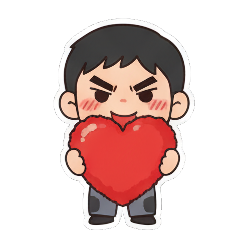 捧着爱心表达爱意 Chibi Boy Expressive Stickers sticker for expressive chats and social replies.