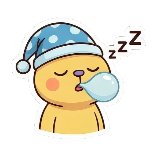 戴睡帽睡觉的兔子 Chibi Ghibli Rabbit Stickers sticker for expressive chats and social replies.