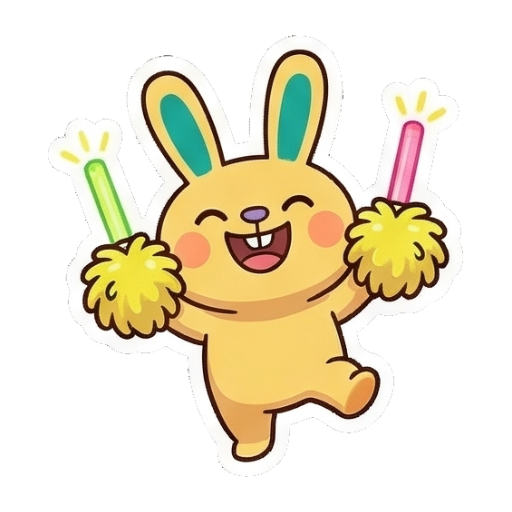 举彩球欢呼的兔子 Chibi Ghibli Rabbit Stickers sticker for expressive chats and social replies.