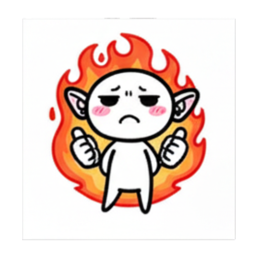 愤怒火焰环绕 Chibi Elf Emotions sticker for expressive chats and social replies.