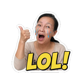 中老年女性大笑LOL。 Real Human Emotion Stickers sticker for expressive chats and social replies.