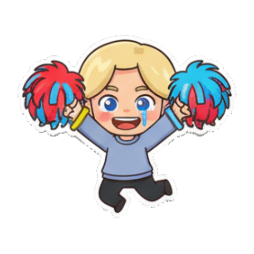 卡通人物手舞足蹈欢呼 Blonde Chibi Daily Moods sticker for expressive chats and social replies.