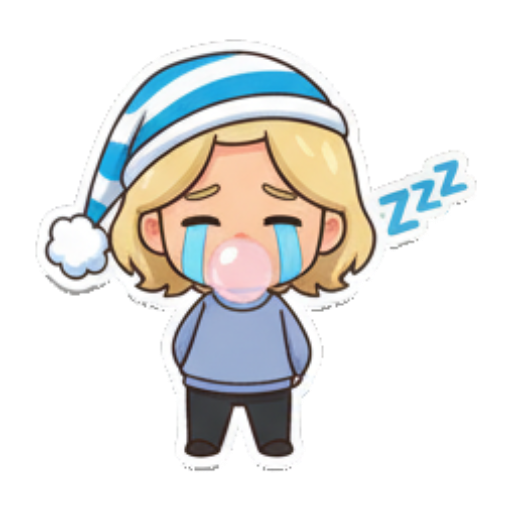 Q版女孩戴睡帽睡觉 Blonde Chibi Daily Moods sticker for expressive chats and social replies.