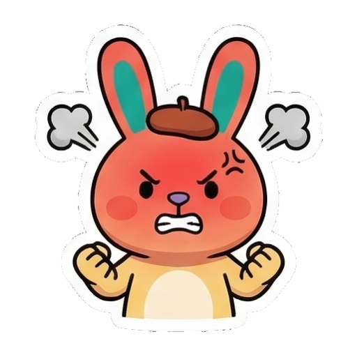 兔兔气得脸红冒烟 Chibi Bunny Daily Emotions sticker for expressive chats and social replies.