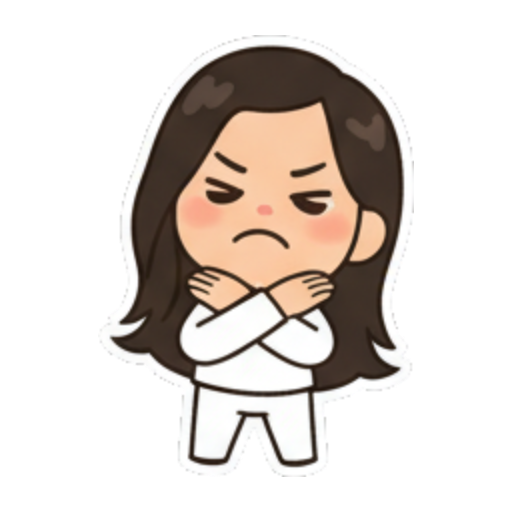 双手交叉表示拒绝 Chibi Girl Daily Emotions sticker for expressive chats and social replies.