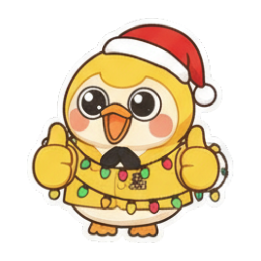 戴圣诞灯小黄鸭点赞 Chibi Lucky Chick Stickers sticker for expressive chats and social replies.
