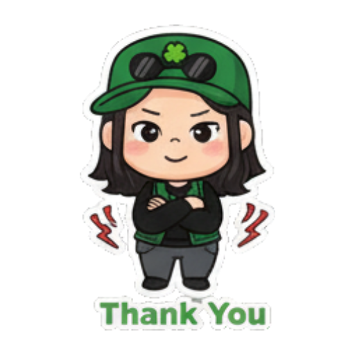 双手合十表达感谢 Green Clover Girl Expressive sticker for expressive chats and social replies.