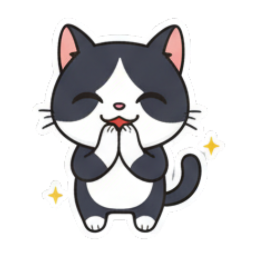害羞祈祷的猫咪 Cute Tuxedo Cat Expressions sticker for expressive chats and social replies.