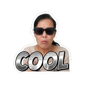 女性戴墨镜耍酷Cool。 Real Human Emotion Stickers sticker for expressive chats and social replies.