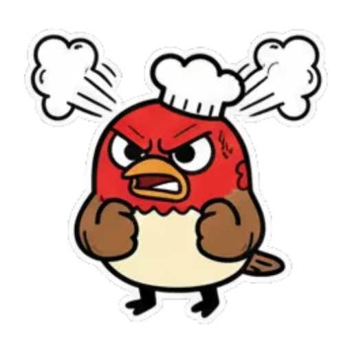 暴怒小鸟头冒蒸汽 Chef Bird Stickers sticker for expressive chats and social replies.