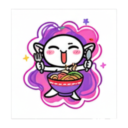大口吃面美食 Chibi Elf Emotions sticker for expressive chats and social replies.