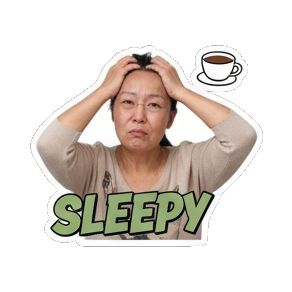 熟女抱头犯困Sleepy。 Real Human Emotion Stickers sticker for expressive chats and social replies.