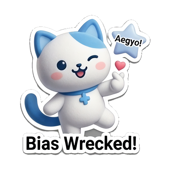 Cute cat showing aegyo, 'Aegyo!' K-Pop Fan Cat Stickers sticker for expressive chats and social replies.
