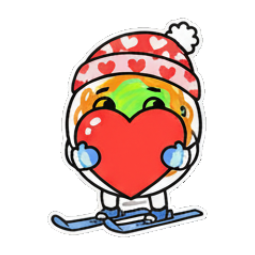 戴爱心帽抱红心示爱 Skiing Green Blob Stickers sticker for expressive chats and social replies.