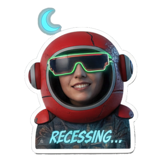 宇航员女性爱心眼“CRUSH.IO” Cyberpunk Tech Emotions sticker for expressive chats and social replies.