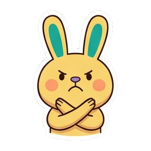 叉手生气的兔子 Chibi Ghibli Rabbit Stickers sticker for expressive chats and social replies.