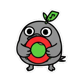 拿着红色圆环 Chibi Leaf Bird Stickers sticker for expressive chats and social replies.