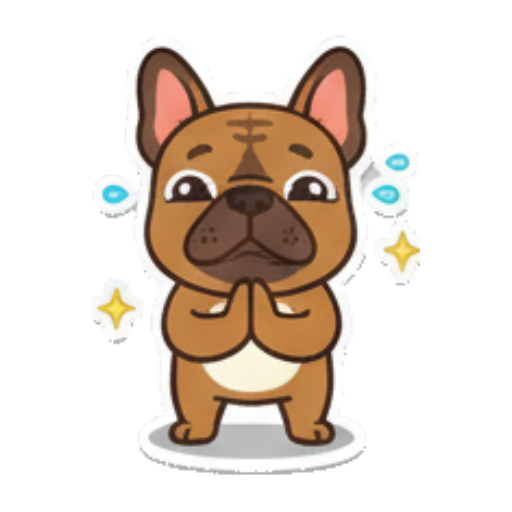 Laughing dog, tears of joy. French Bulldog Fun sticker for expressive chats and social replies.