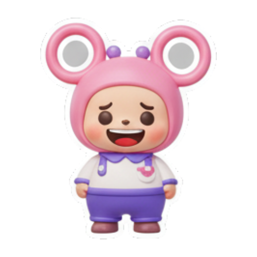 开心站立微笑. Cute Pink Mouse Daily sticker for expressive chats and social replies.