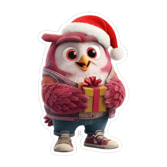 圣诞帽猫头鹰开心送礼 Christmas Owl Fun sticker for expressive chats and social replies.