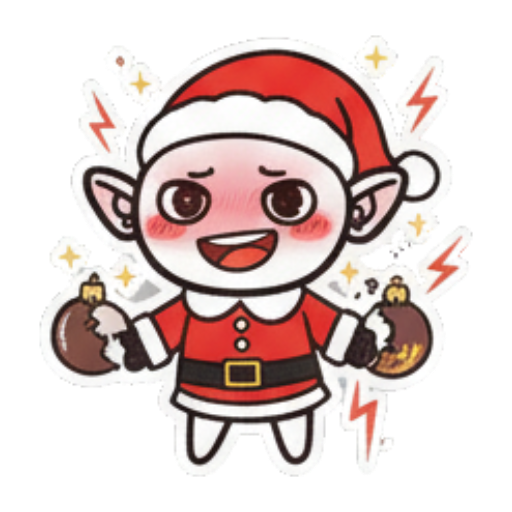 拿着圣诞球脸红害羞 Chibi Christmas Elf sticker for expressive chats and social replies.