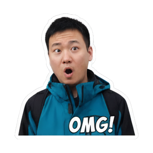 男人惊讶，张大嘴巴OMG Real Man Expressive Stickers sticker for expressive chats and social replies.