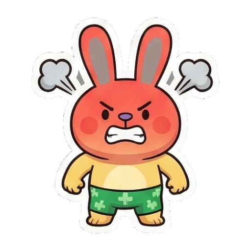 兔兔气得脸红冒火 Summer Bunny Adventures sticker for expressive chats and social replies.