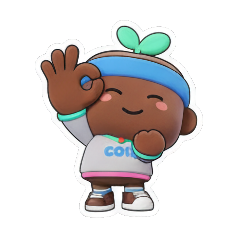 比出OK手势的开心萌芽 Coie's Sprout Expressions sticker for expressive chats and social replies.