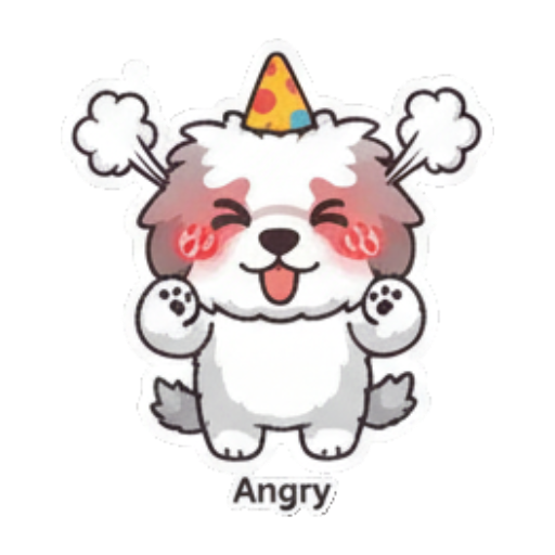 生气小狗脸红冒烟 Cute Fluffy Dog Stickers sticker for expressive chats and social replies.