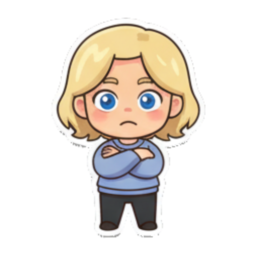 Q版人物叉腰生气 Blonde Chibi Daily Moods sticker for expressive chats and social replies.