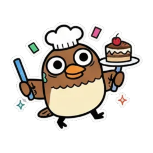 庆祝小鸟端着蛋糕 Chef Bird Stickers sticker for expressive chats and social replies.