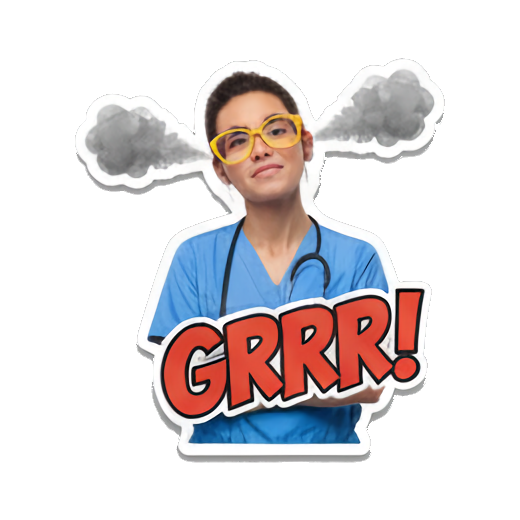 穿制服女性传达各种心情。 Medical Pro Emotions sticker for expressive chats and social replies.