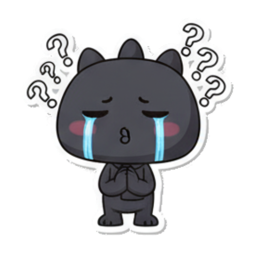 Confused monster with question marks above its head. Chibi Dark Monster Daily sticker for expressive chats and social replies.