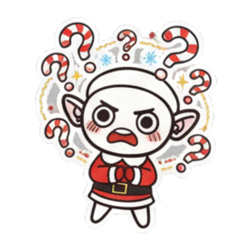 满头问号困惑不解 Chibi Christmas Elf sticker for expressive chats and social replies.