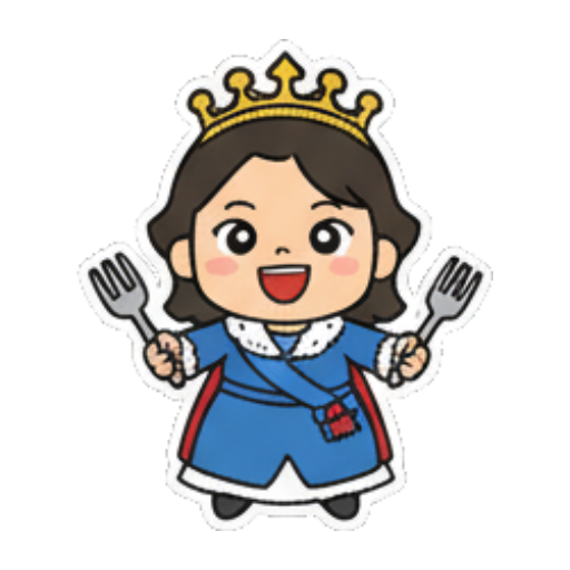 女王拿双叉准备吃 萌系女王日常表情包 sticker for expressive chats and social replies.