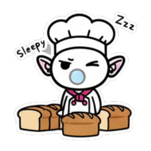 拿着面包卷的开心厨师 Cute Chef Elf Stickers sticker for expressive chats and social replies.