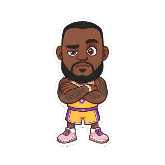 Serious expression with crossed arms Chibi LeBron James Stickers sticker for expressive chats and social replies.