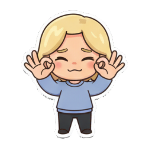 可爱角色比耶手势 Blonde Chibi Daily Moods sticker for expressive chats and social replies.