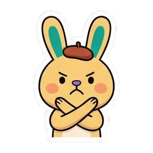 兔兔双手交叉表示拒绝 Chibi Bunny Daily Emotions sticker for expressive chats and social replies.