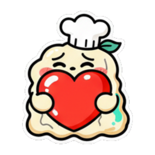 厨师饺子捧着一颗爱心 Chef Dumpling Daily Stickers sticker for expressive chats and social replies.