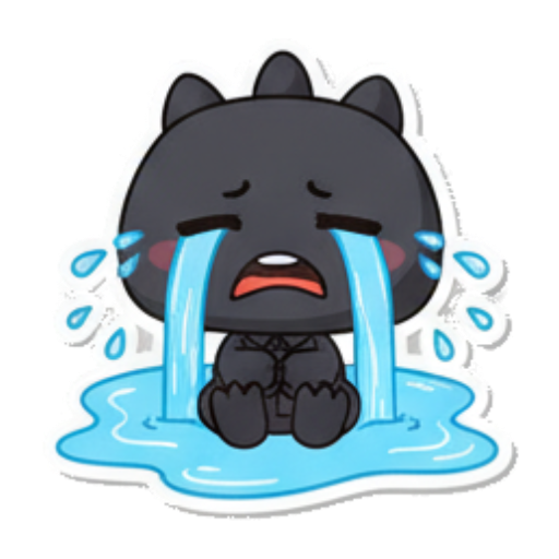 Crying monster with a large pool of tears. Chibi Dark Monster Daily sticker for expressive chats and social replies.