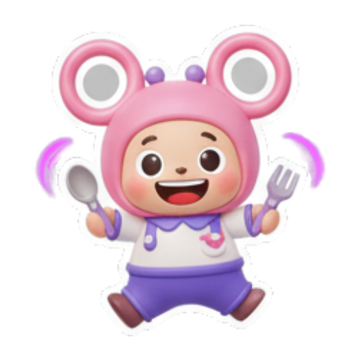 手拿餐具吃饭. Cute Pink Mouse Daily sticker for expressive chats and social replies.