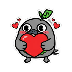 抱爱心表白 Chibi Leaf Bird Stickers sticker for expressive chats and social replies.