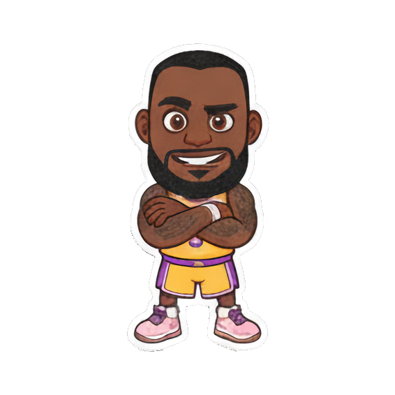 Confidently crossing arms and smiling Chibi LeBron James Stickers sticker for expressive chats and social replies.