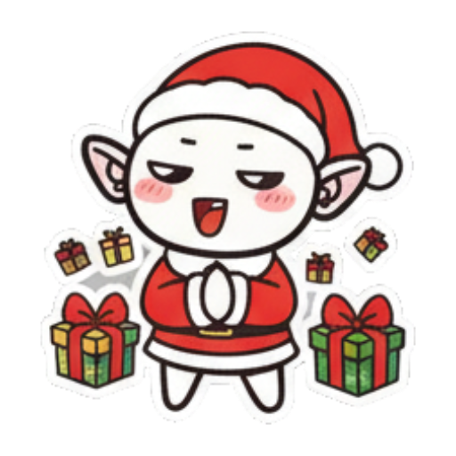 抱着礼物盒的开心精灵 Chibi Christmas Elf sticker for expressive chats and social replies.