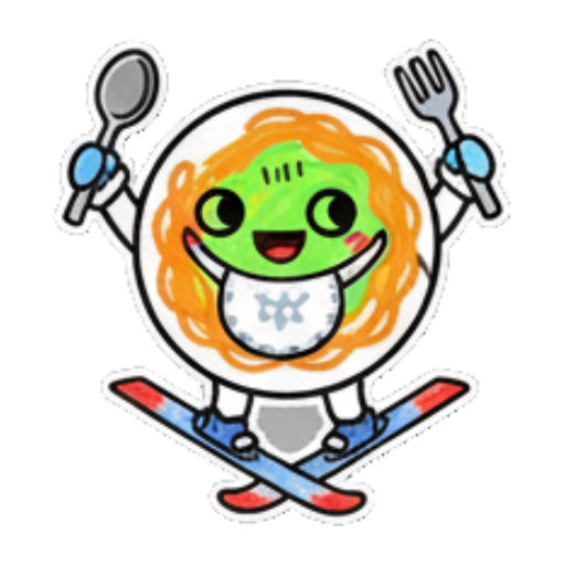 戴围兜拿餐具吃饭 Skiing Green Blob Stickers sticker for expressive chats and social replies.