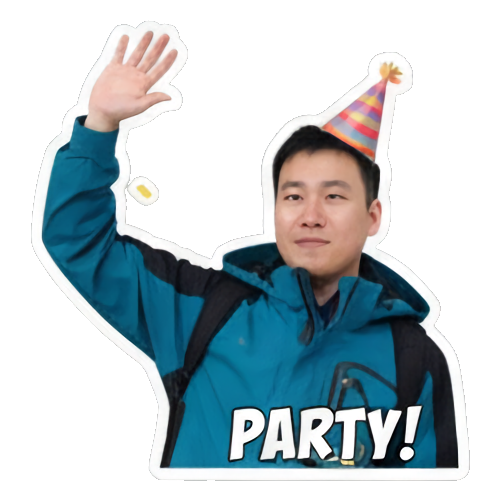 男人戴派对帽，庆祝PARTY Real Man Expressive Stickers sticker for expressive chats and social replies.