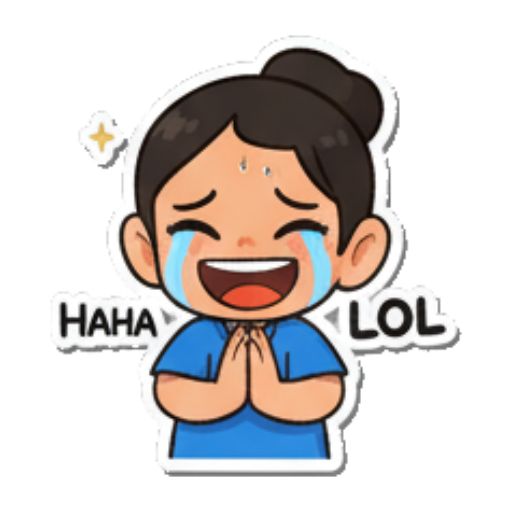 Laughing out loud with hands clasped. Chibi Girl Daily Emotions sticker for expressive chats and social replies.